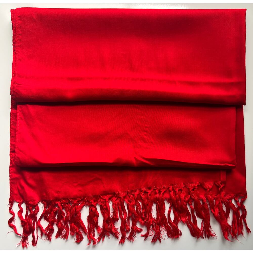 Handloom Bright Summer Red 100% Cotton Women's scarf. New.